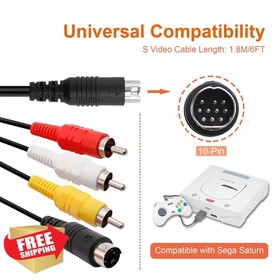 Sega Saturn S-Video AV Cable Cord 1.8M 6FT