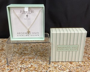 Authentic Argento Vivo Gold-Plated Sterling Silver Faith Over Fear Cross Necklace