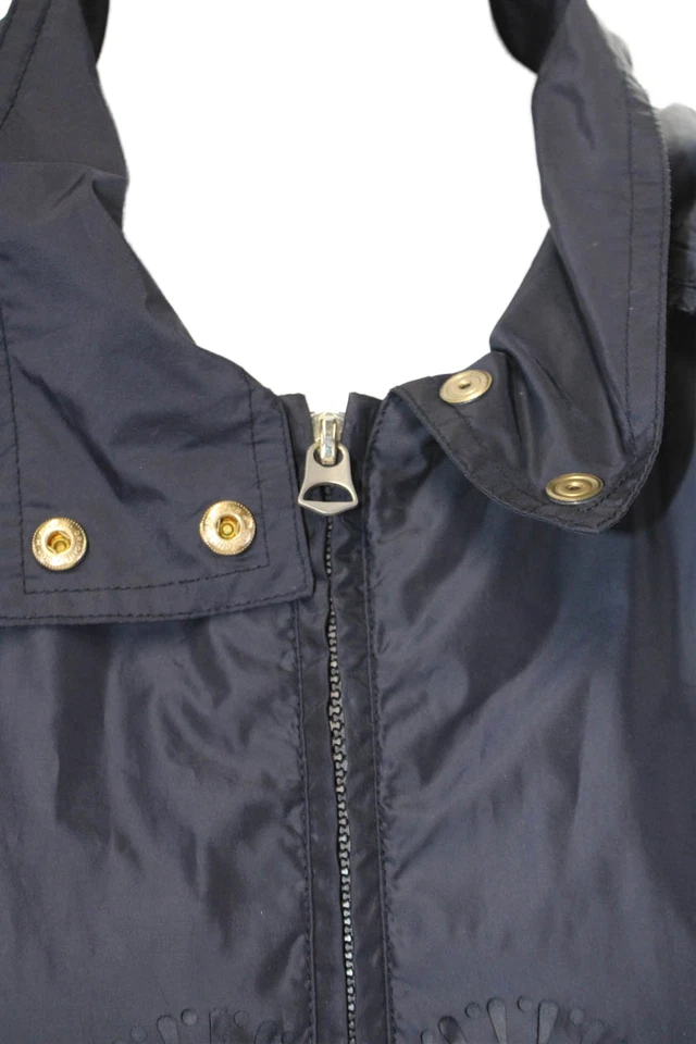 Armani Jeans Womens Double Zip Hooded Drawstring Windbreaker Jacket Blue Size 4 - Image 4 of 4
