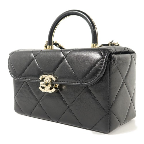 CHANEL CC GHW Vanity Case 2 Way Shoulder Bag Calfskin Leather Black - Picture 3 of 16