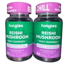 2x Fungies Reishi Mushroom Gummies Apple Flavor Herbal Supplement 30 ct ea NEW