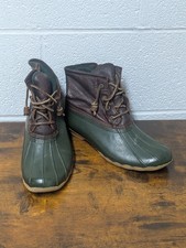 Sperry Women's size 8 Saltwater Duck Boots Top Sider Green Brown