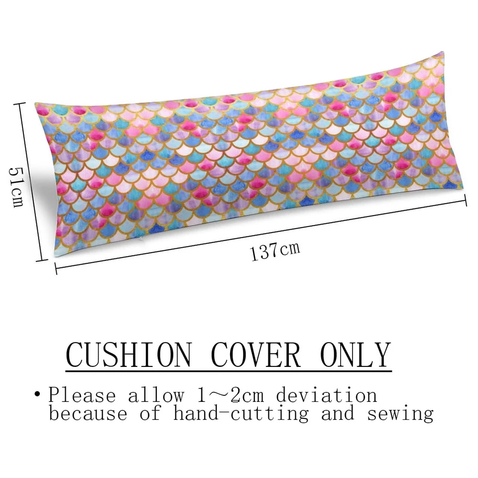 Funda de Almohada Cuerpo Azul Rosa, Colorida Sirena Pez Escamas Linda Cola Animal Sca... Foto 3 de 4