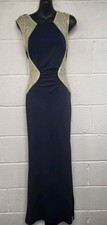 Lipsy X Michelle Keegan Navy Blue&Gold Embellished Long Occasion Dress.size 8.PW