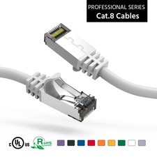 5 Pack of 0.5Ft CAT8 S/FTP Ethernet Network Cable White 26AWG