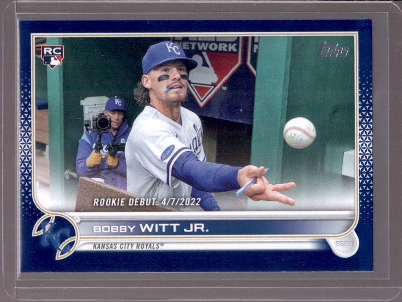 BOBBY WITT JR. 2022 Topps Update #US187 Royal Blue Rookie Debut RC