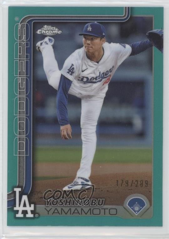 2025 Topps Chrome Teal Refractor 179/299 Yoshinobu Yamamoto #179