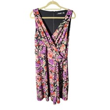 Ralph Lauren Sz 14 Floral Babydoll Fit Flare Dress Wedding Guest Feminine Career