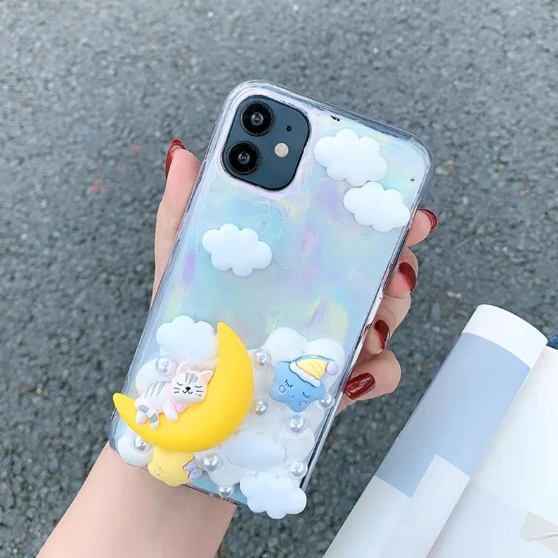Samta Glass Balenciaga Phone Case Decoden Cream Charm Phone Case