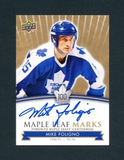 2017 UD MIKE FOLIGNO TORONTO MAPLE LEAFS CENTENNIAL MAPLE LEAF MARKS AUTOGRAPH