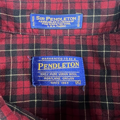 Camicia uomo vintage Sir Pendleton con bottoni rosso a quadri tartan lana vergine taglia XL - Foto 5 di 9