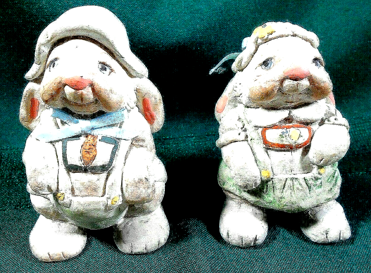 EASTER Ceramic 2 Bunny Rabbit Figurines Dreamsicles by KRISTIN eBay