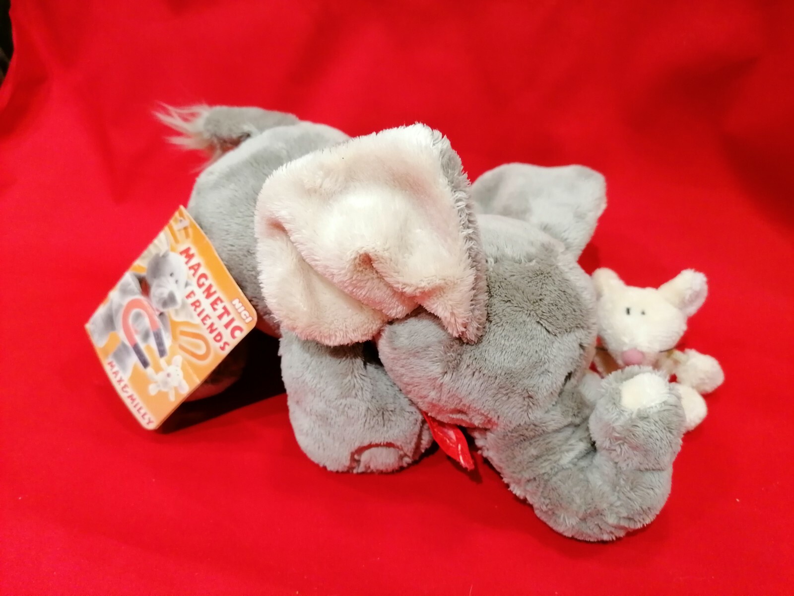 Peluche éléphant doudou bébé NICI 28 cm avec souris et bandana Love en coton
