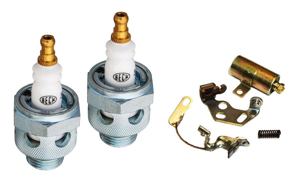 na3点 Beck 18mm Air Cooled #3 SPARK PLUGS with POINTS & CONDENSER 1930