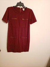 J CREW burgundy multi pocket dress sz 2