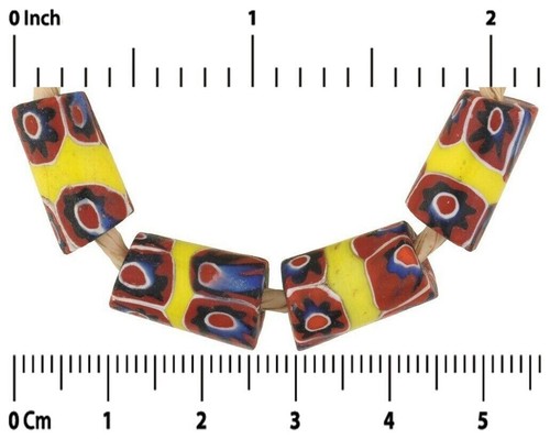 Collier Vintage Perles De Verre Baguettes Millefiori Soleil - Ancien - Occasion Bon état