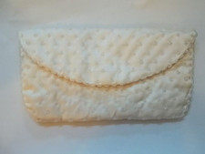 Vintage Hand Made BRITEMODE Cream Beaded Fabric Wallet Clutch Evening Bag