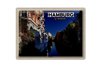 Blechschild Städte Hamburg Eppendorf Ausblick Fluss 40x30 cm Schild
