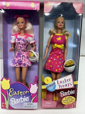 1999 Easter Treats Barbie & 1996 Easter Barbie NRFB - New In Box -2 Barbie Dolls