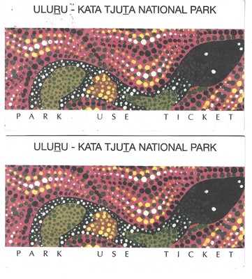 2 1995 ULURU - KATA TJUTA NATIONAL PARK, AUSTRALIA TICKET STUBS