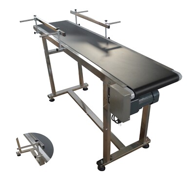 TECHTONGDA  Electric Conveyor W/59''x 11.8'' PVC Belt 2 Guardrail Conveyors