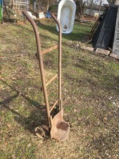 Vintage Cast Iron Gas Station Garage Oil Drum Mover Cart Dolly Cast Iron Wheels