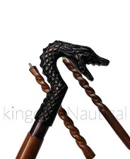Dragon Handle Wooden Walking Stick Cane 36" Long For Grandfather/Dad/Male/Men.