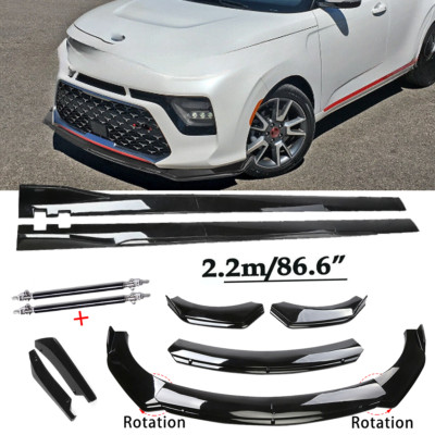 For Kia Soul Hatch Front Bumper Spoiler Bod Side Skirt Strut Gloss Black Body