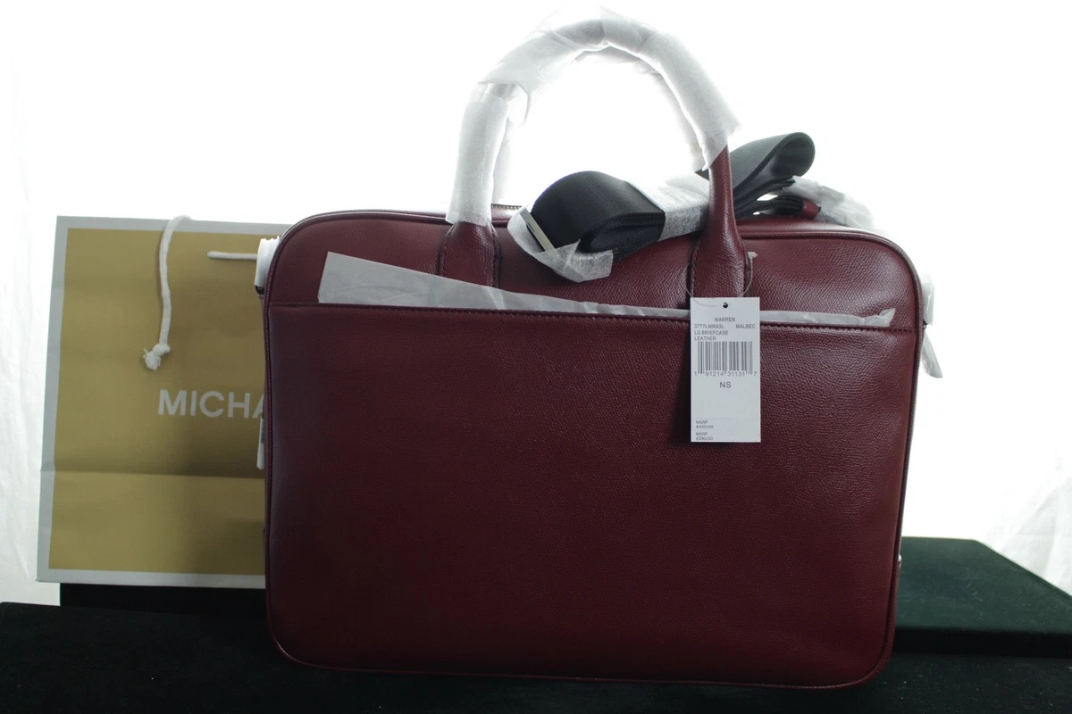 BNWT MICHAEL KORS MEN S RUSSELL LARGE LEATHER BURNT MALBEC