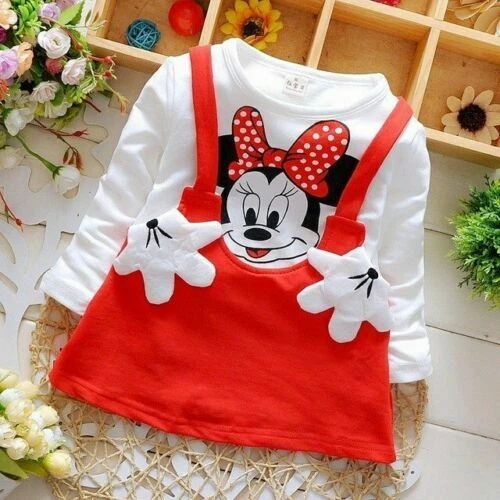 Vestito vestitino abito ciniglia bimba neonato Disney baby Minnie panna 6 m