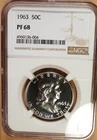 1963 Franklin Half Dollar NGC graded PF 68, Blast White Monster Gem (004).