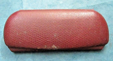 Vintage red leather hard eyeglass case for wire rim glasses