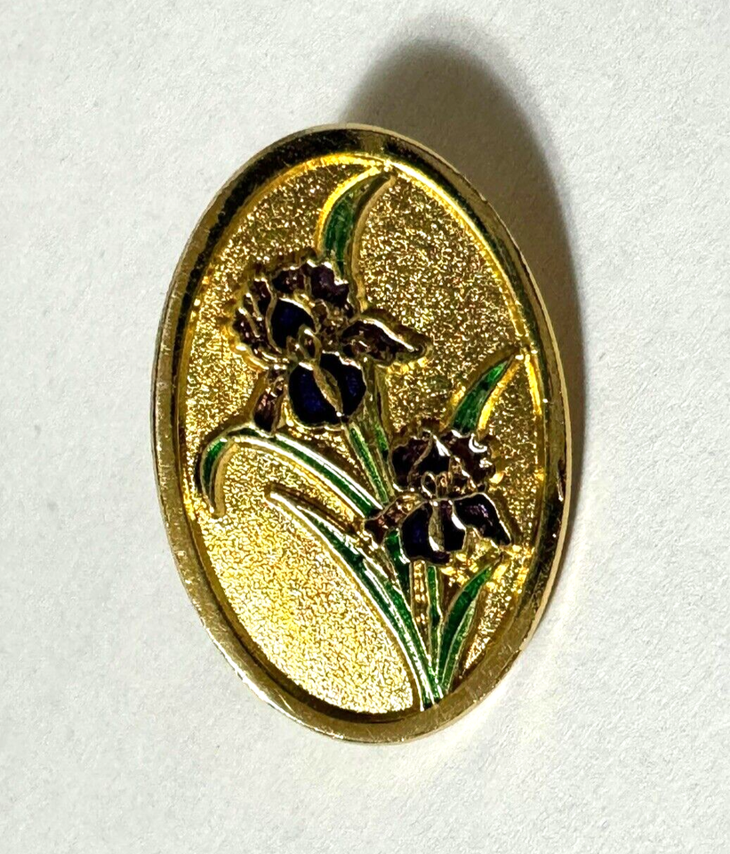 Vintage Gold Tone Purple Flower Oval Lapel Pin Marked Sharon 200607 eBay