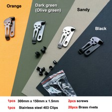 1.5mm 0.06" x150mm x300mm KYDEX plank with clip and screws brass nail