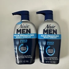 (2) Nair Men Hair Remover Body Cream, Body Hair Remover for Men, 13 Oz Bottle
