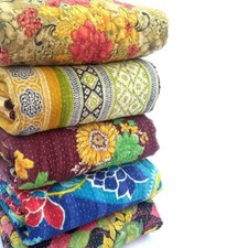Wholesale Lot 10 PC Throw Blanket Kantha Quilt Indian Vintage Cotton Bedspreads