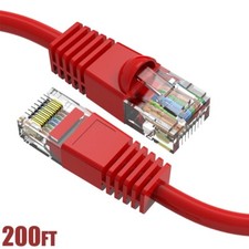 200FT Cat6 RJ45 Ethernet LAN Network UTP Snagless Patch Cable Pure Copper Red