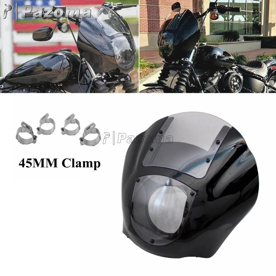 Cuarto de carenado ABS con abrazadera de horquilla de 45 mm para Harley Sportster XL 88-16 Dyna '95-05 Foto 2 de 4