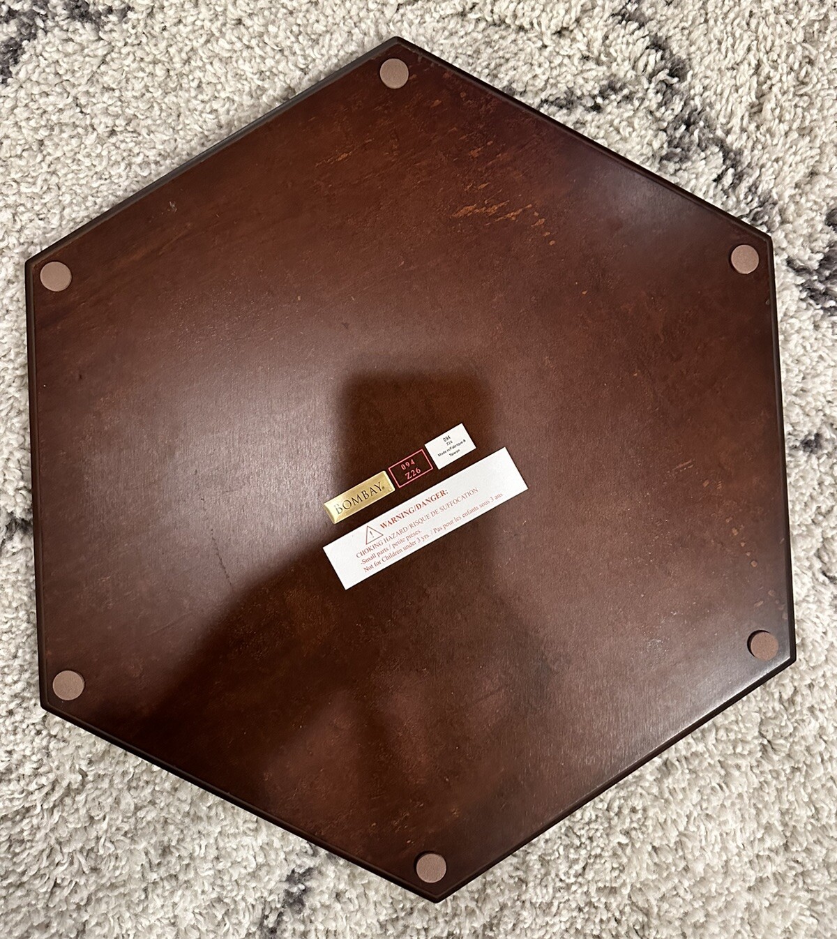 BOMBAY Footed Chinese Checkers Mahogany Wood Hexagon 18" Board Game w