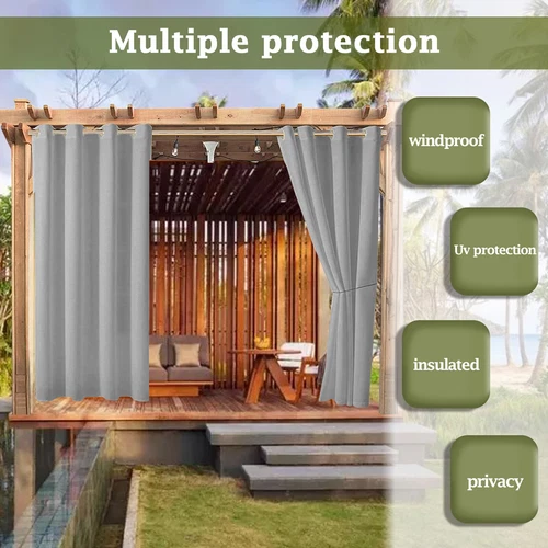 1/2 Stück Wasserdicht Outdoor Terrasse Vorhänge 52" Breit Sichtschutz Verdunkelung Pergola Schatten - Bild 48 von 124