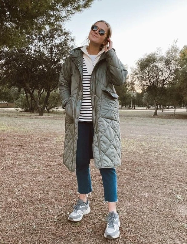 Khaki green coat zara Clearance