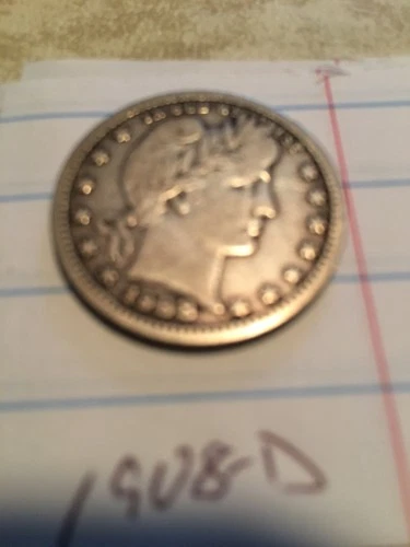 1907 d barber quarter vg/ fine