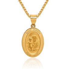 14K Solid Yellow Gold Saint Joseph Necklace