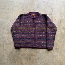 Alps Vintage Women's Cardigan Sweater, Size Large, Wool, Purple