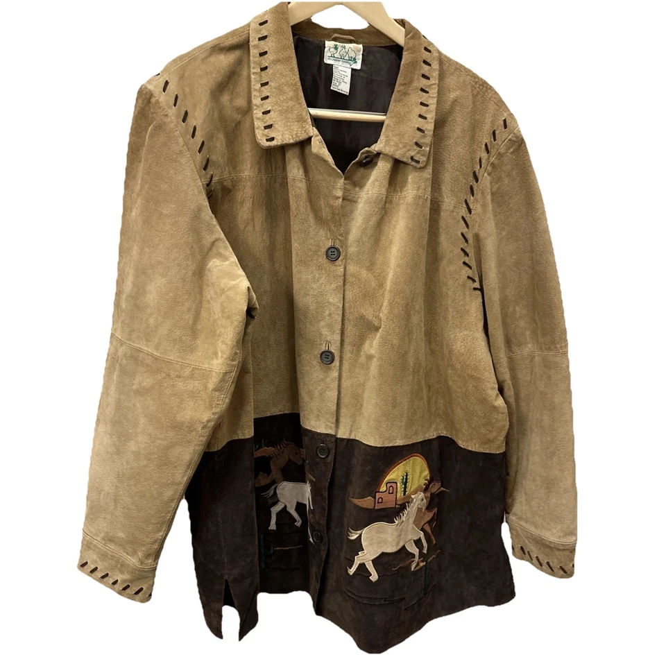 Quacker Factory Western Cowgirl Equestrian Boho Suede Suede Braid Trim Jacket 3x - Image 3 of 4