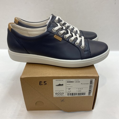 Women's ECCO Soft & Leather Sneaker Marine 430003 12038 - Picture 1 of 7
