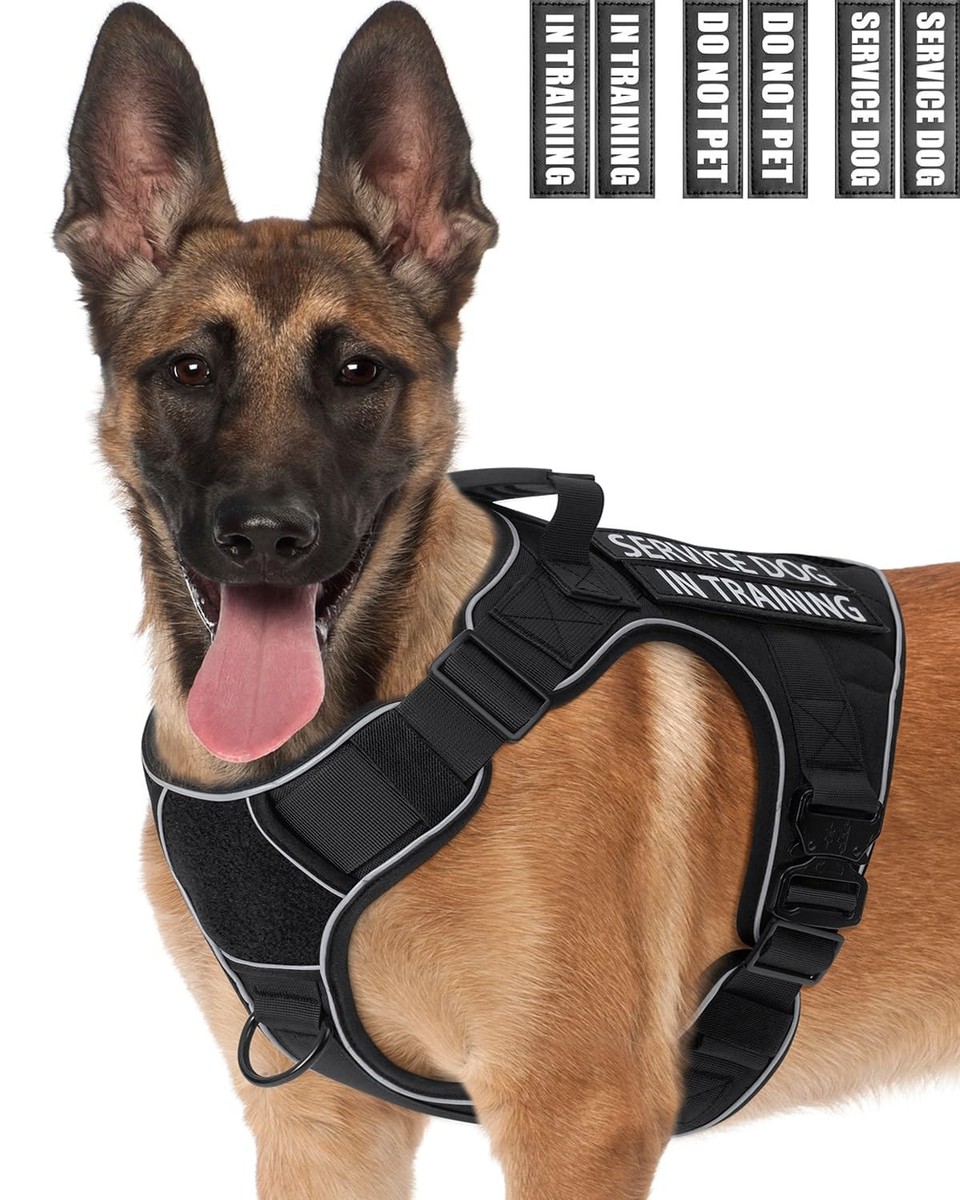 Reflective Service Dog in Training Vest Harness for Medium Large Dogs, 