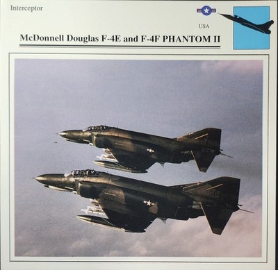 McDonnell Douglas Phantom Picture Original Vtg Aircraft Info Collector Card     