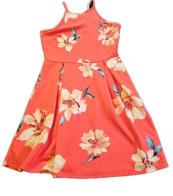 Monteau Los Angeles Dress SZ S Coral  Floral Halter  FIT & Flare, 90's Y2K Party