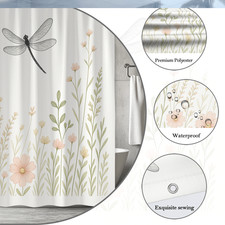 Floral Dragonfly Shower Curtain - Pastel Flower Design